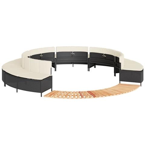 Bordo per Spa Nero in Polyrattan e Legno Massello di Acacia - Foto 1
