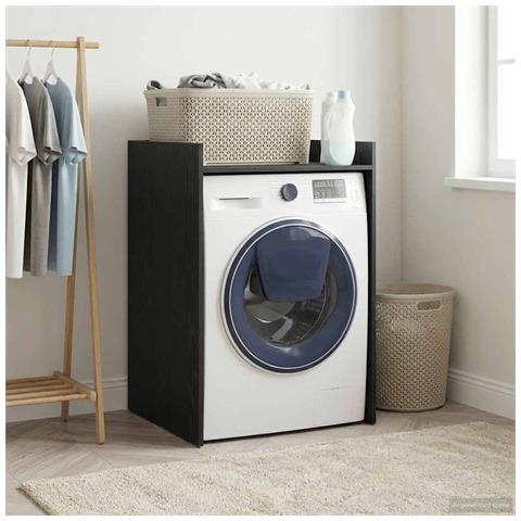 Mobiletto per lavatrice Rovere Nero 67,5 x 62 x 97 cm - Foto 2