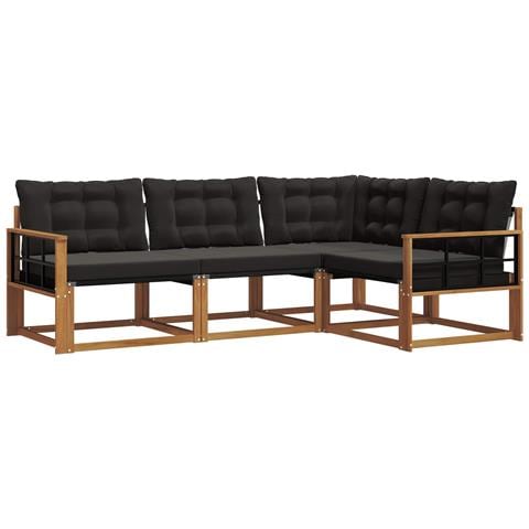 Set di divani con cuscino 4 pcs Naturale e Nero - Foto 1