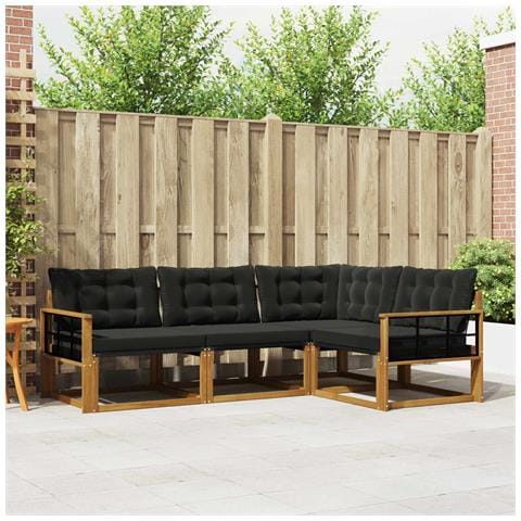 Set di divani con cuscino 4 pcs Naturale e Nero - Foto 2