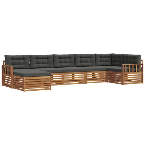 Set divani 7 pcs Naturale e Antracite Legno di Acacia Massello - Foto 1