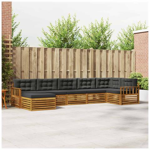 Set divani 7 pcs Naturale e Antracite Legno di Acacia Massello - Foto 2