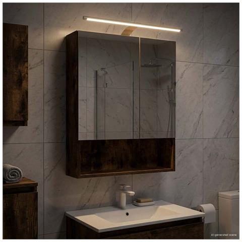 Mobiletto per specchio da bagno Rovere fumé 50 x 14,5 x 70 cm - Foto 2