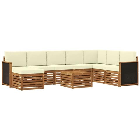 Set di divani da esterno con cuscino 7 pcs Naturale e Crema - Foto 1