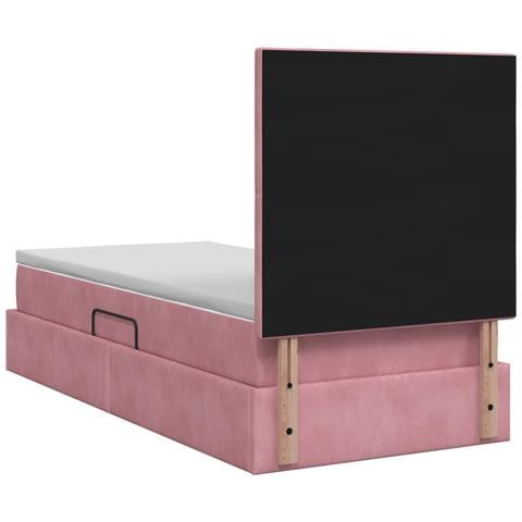 Letto con contenitore e materasso Rosa 100 x 200 cm Velluto - Foto 9