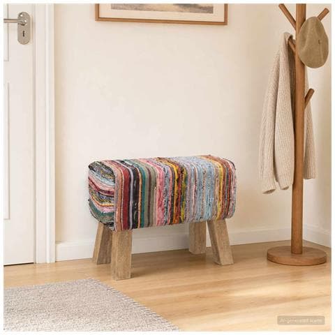 panca 60 x 30 x 45 cm Pelle Vera Multicolore - Foto 2