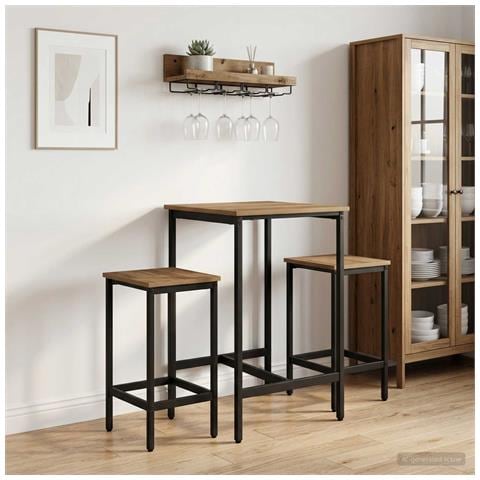 Sgabello da bar 2 pz Rovere Artigianale 40 x 32 x 74 cm - Foto 2