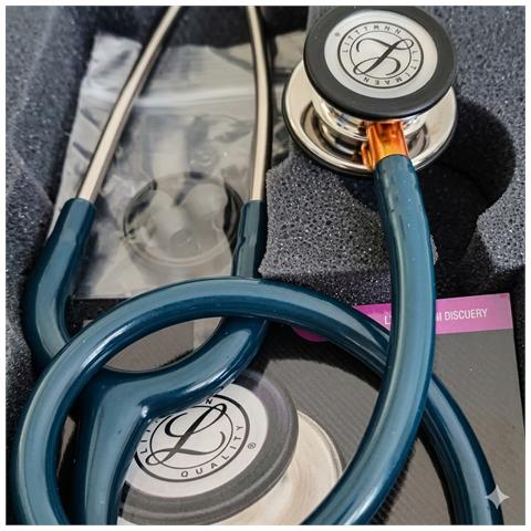 Stetoscopio Littmann Classic Iii 5874 Professionale Tubo Blu Caraibi Doppia Testa Acustica Adulto Pediatrico Oem - Foto 5