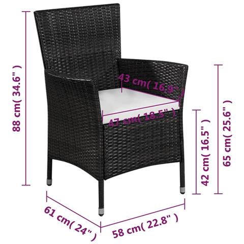 Set Bistrot Da Esterno In Polyrattan Nero - Foto 2