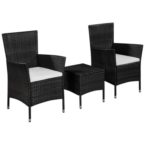 Set Bistrot Da Esterno In Polyrattan Nero - Foto 1
