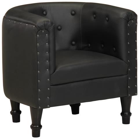 Poltrona a Pozzetto Nera in Vera Pelle - Foto 1