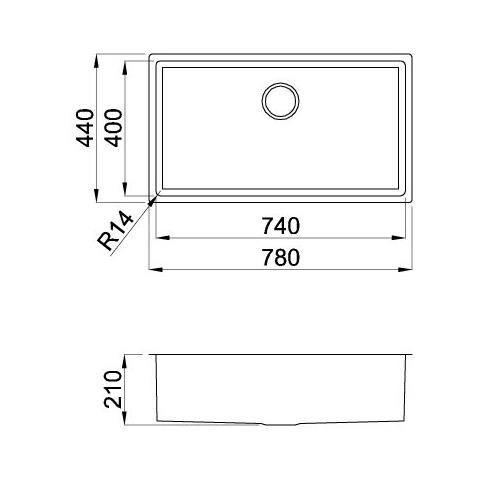 LAVELLO INOX 78x44 sottotop square720 r14 - Foto 2