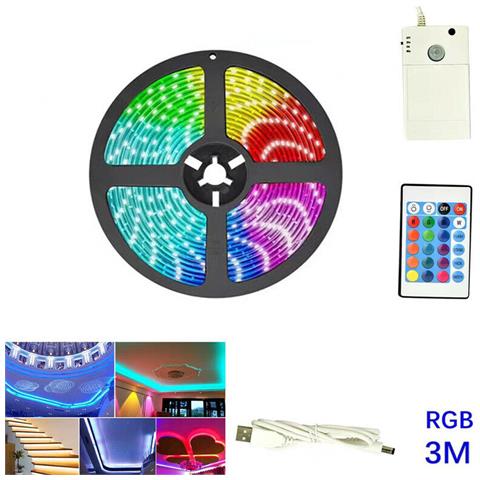 Striscia Led 3m Rgb Sensore Movimento Adesivo Telecomando Batteria Usb Te-b0453 - Foto 6