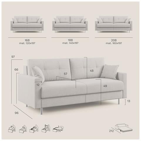 Megan Divano Letto Matrimoniale In Microfibra Smacchiabile T11 Panna - Foto 13