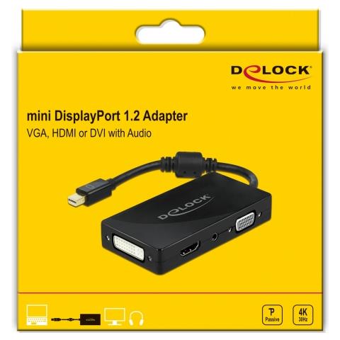 Mini DisplayPort 1.2 Adattatore per VGA / HDMI / DVI / Audio femmina 4K passivo nero - Foto 2