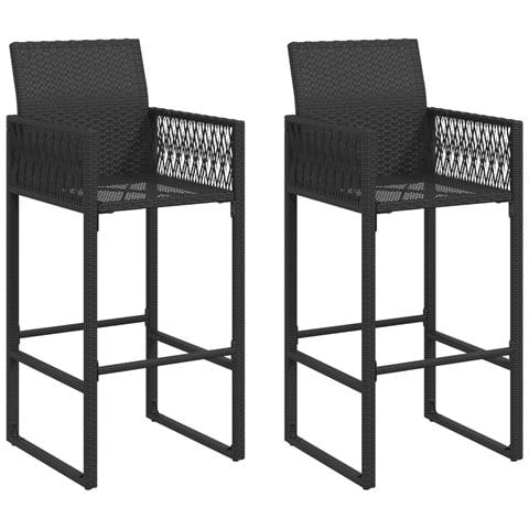 Sgabelli Da Bar Da Giardino 2 Pz In Polyrattan Nero - Foto 2
