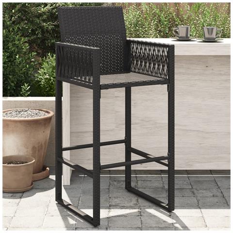 Sgabelli Da Bar Da Giardino 2 Pz In Polyrattan Nero - Foto 1