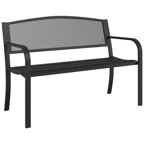 Panchina Da Giardino 119 Cm Nera In Acciaio - Foto 2