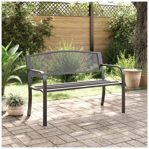 Panchina Da Giardino 119 Cm Nera In Acciaio - Foto 3
