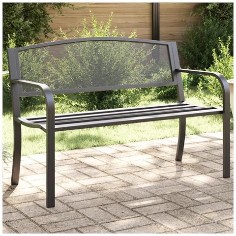 Panchina Da Giardino 119 Cm Nera In Acciaio - Foto 1
