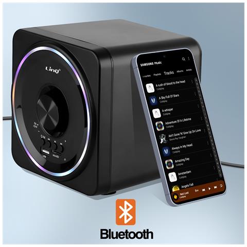 Altoparlante Per Pc Bluetooth Con Porte Jack 3,5 Mm + Usb + Micro Sd, Nero - Foto 2