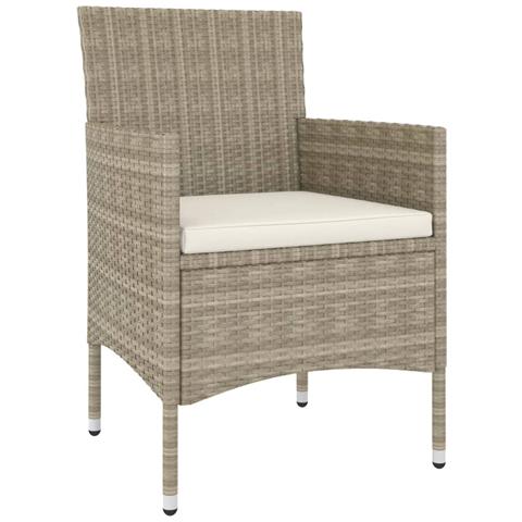 Set Sedie Da Giardino Con Poggiapiedi 4 Pz In Polyrattan Beige - Foto 2
