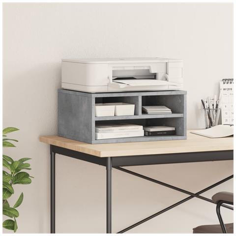 Supporto Stampante Grigio Cemento 49x40x22,5 Legno Multistrato - Foto 3