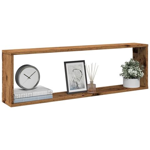 Mensole Parete A Cubo 2 Pz Legno Vecchio 100x15x30cm Truciolato - Foto 1