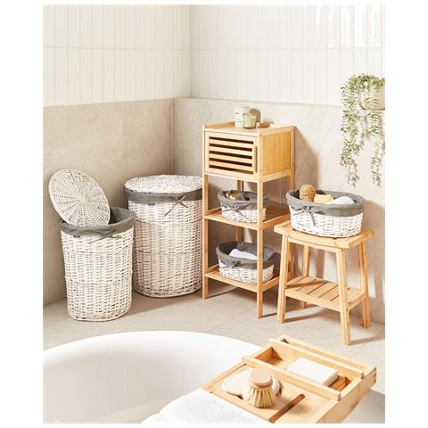 Set Di 5 Cestini Vakari Legno Di Salice Grigio 55/89 L - Foto 1