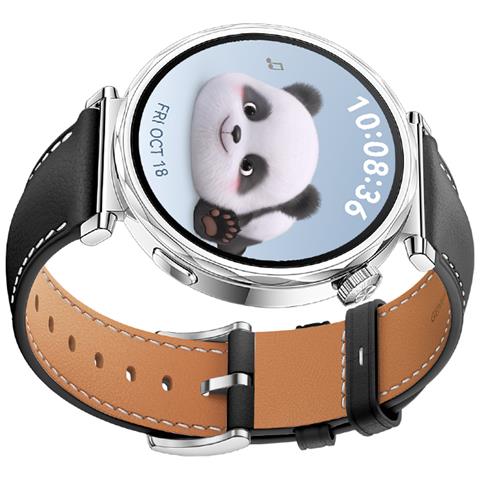 Cinturino In Vera Pelle Per Huawei Watch Gt5 - 18mm Black + Silver - Foto 2