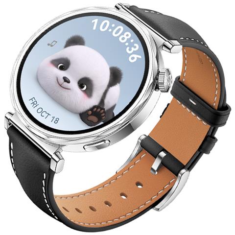 Cinturino In Vera Pelle Per Huawei Watch Gt5 - 18mm Black + Silver - Foto 3