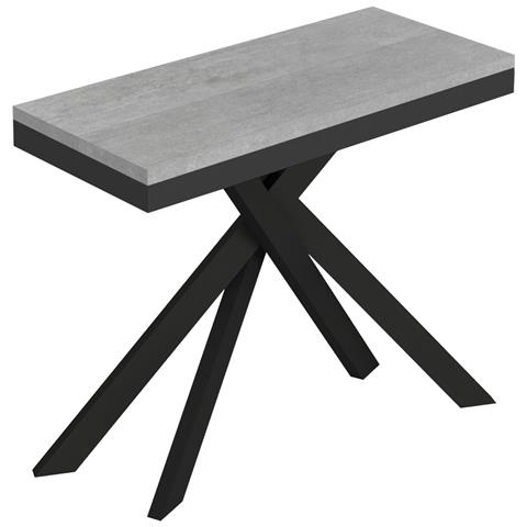 Consolle Allungabile 90x40/196 Cm Saki Small Evolution Cemento Telaio Antracite - Foto 1