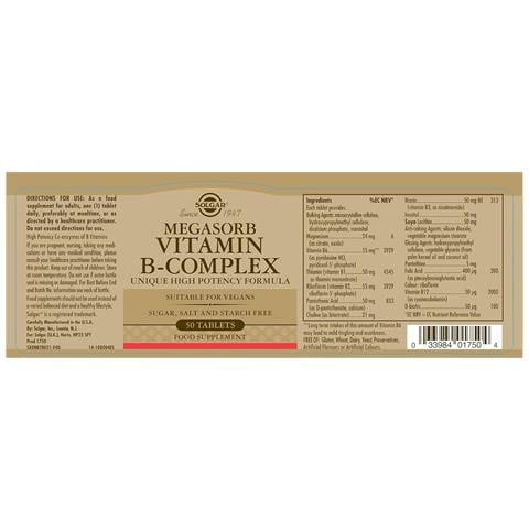 Megasorb Vitamina B-complex 50 Compresse Solgar - Foto 2