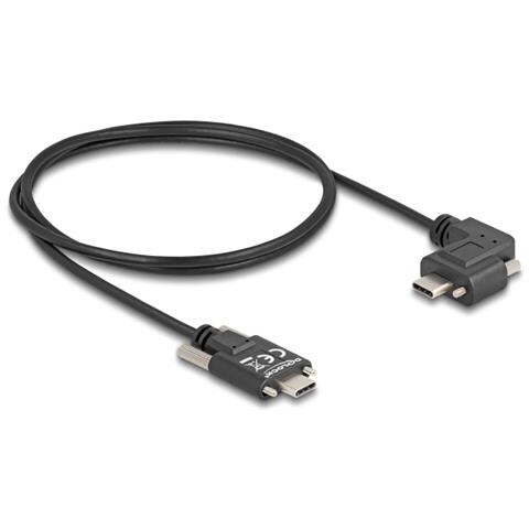 Cavo USB 2.0 USB Type-C maschio con viti per USB Type-C maschio con viti con angolazione sinistra / destra PD 3.0 60 W 1 m - Foto 1