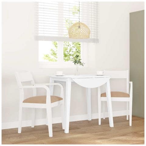 Sedie da Pranzo con Cuscini 2 pz Bianco Legno Massello di Hevea - Foto 2