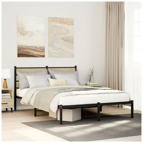 Giroletto Senza Materaso In Metallo Rovere Sonoma 140x200 Cm - Foto 1