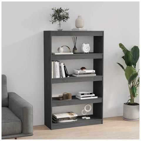 Libreria /divisorio Grigio 80x30x135,5 Cm In Massello Di Pino - Foto 2