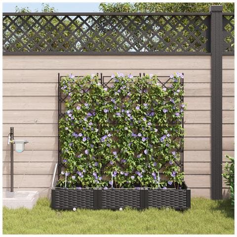 Vasi da Giardino con Sistema di Irrigazione 3 pz Nero - Foto 2