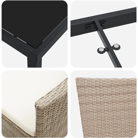 Set da pranzo giardino 5 pezzi con cuscini beige polirattan - Foto 9