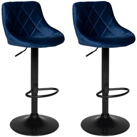 Set Di 2 Sgabelli Da Bar In Velluto Blu Robin - Foto 1