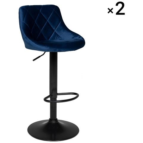 Set Di 2 Sgabelli Da Bar In Velluto Blu Robin - Foto 5