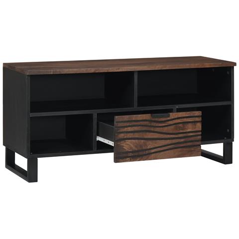 Mobile TV 100x33,5x46 cm in legno massello di mango - Foto 2