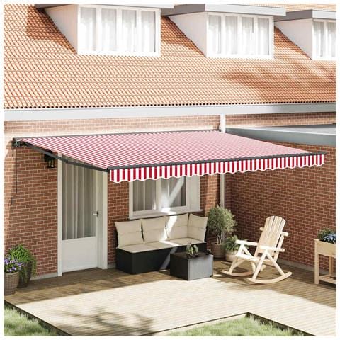 Tenda Retrattile Striscia Rossa e Bianca 450x300 cm Tessuto - Foto 2