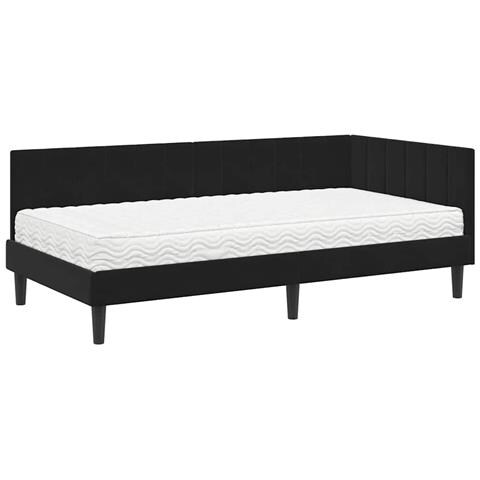 Cornice del letto ad angolo Nero 90 x 190 cm Velluto - Foto 1