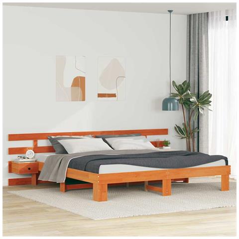 Struttura del letto con cassetto Marrone Legno massello - Foto 2