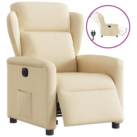 Poltrona Elettrica Reclinabile Crema in Tessuto - Foto 1