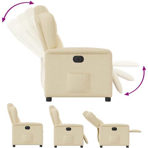 Poltrona Elettrica Reclinabile Crema in Tessuto - Foto 9