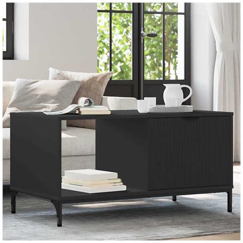 Tavolino da salotto Nero 90 x 49 x 46 cm Legno multistrato - Foto 2