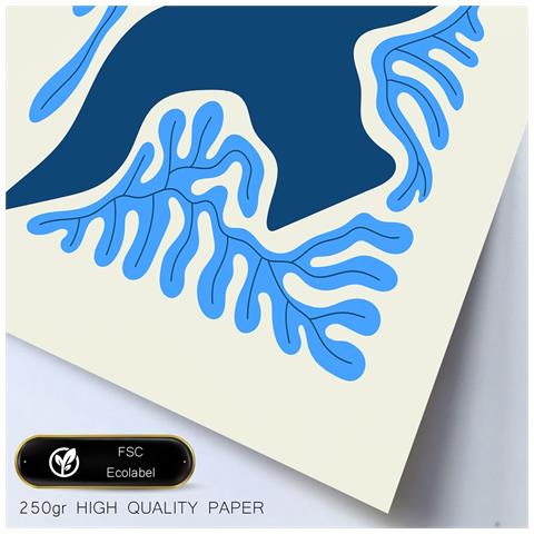 Set Di 6 Stampe Stampe Minimaliste Di Paesaggi E Natura Con Foglie Blu Dai Colori Vivaci Per L'interior Design A3 & A4 Senza Cornice - Foto 2