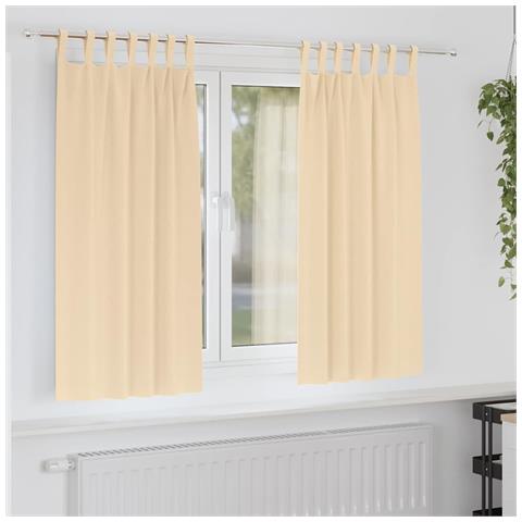Tende con tende 2 pcs Crema Poliestere - Foto 2